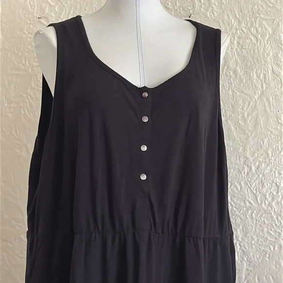Torrid Mini Jersey Bodycon Dress Black 3 Plus Size 3X Pockets Sleeveless Snaps - Picture 6 of 13